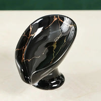 Porte-Savon Céramique Veinures Dorées sur Socle, Blanc, Vert ou Noir