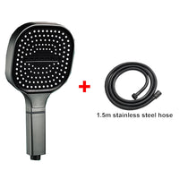 Pommeau de Douche Carré 13 cm, 3 Modes, Noir, Gris ou Argenté
