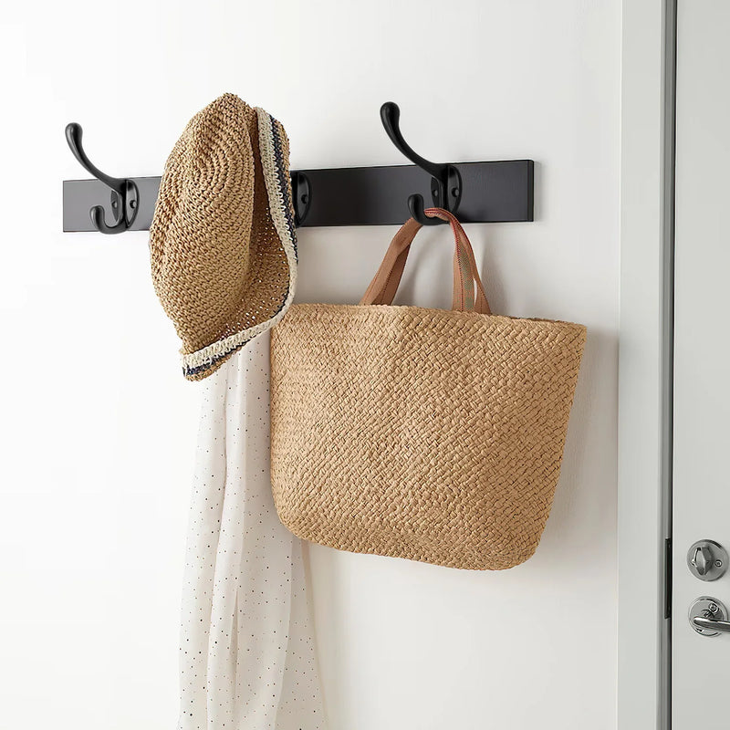 Patère Salle de Bain Noire à Double Crochet, Lot de 10 Pièces