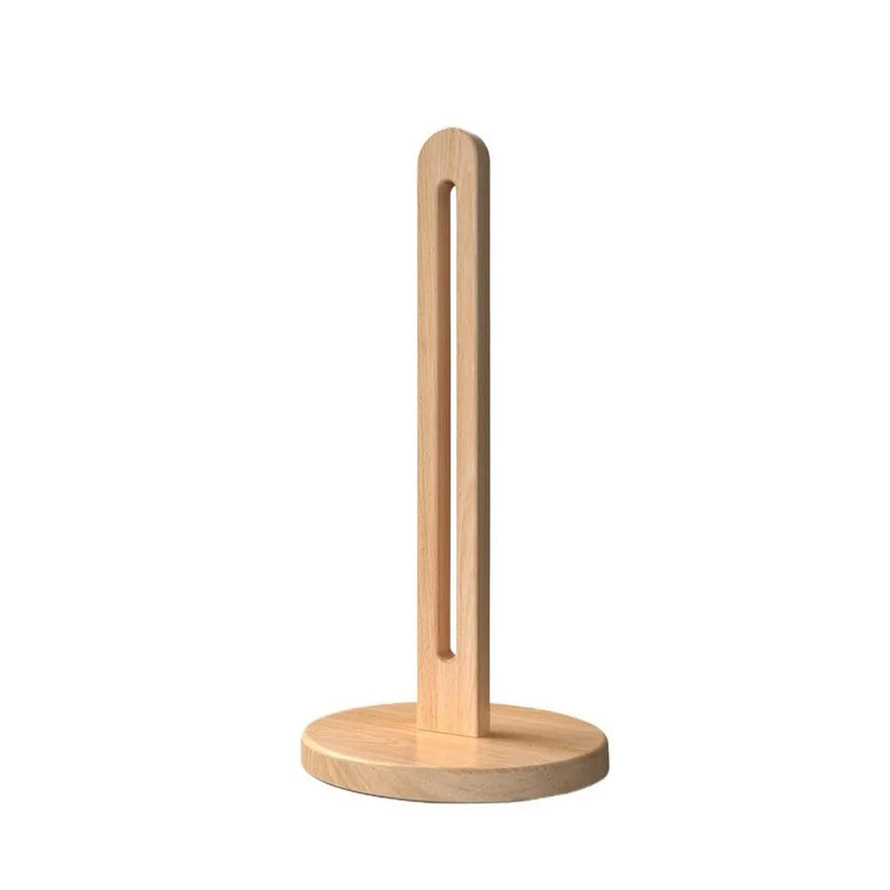 Porte-Essuie-Tout en Bois sur Pied, Tige Ajourée et Base Antidérapante 31 cm