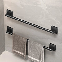 Porte-Serviette Adhésif Noir Sans Perçage en Aluminium, 30, 40 ou 50 cm
