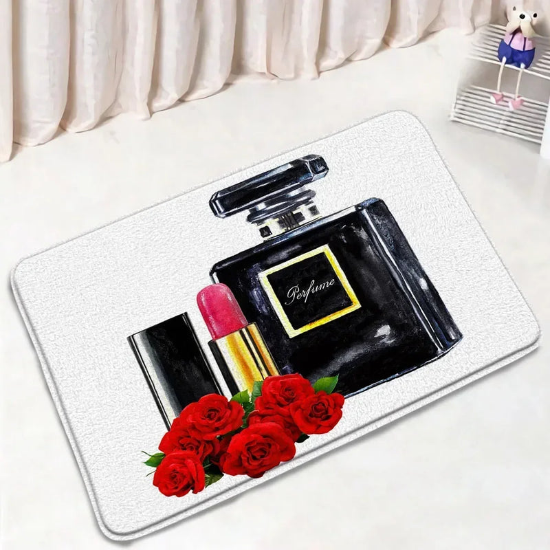 Rideau de Douche Flacon Parfum 180x180 cm et Tapis à la Pièce
