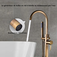 Robinet Baignoire sur Pied Autoportant avec Douchette, Hauteur 130 cm, 5 Finitions