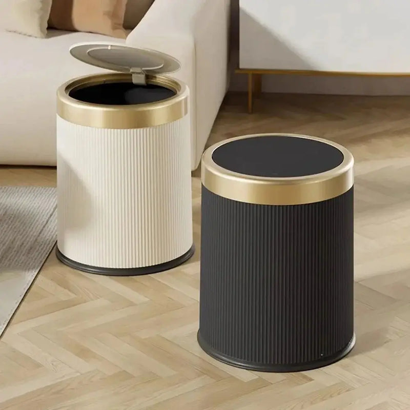 Poubelle de Salle de Bain Ronde 12L Couvercle à Pression