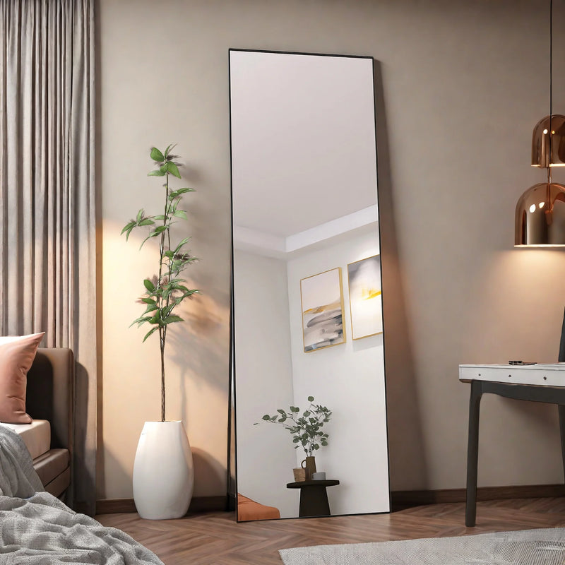 Miroir sur Pied XXL Noir ou Doré Verre Trempé
