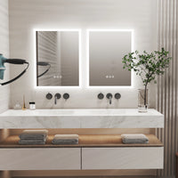 Miroir LED Salle de Bain Rectangulaire Anti-Buée Tactile 40 x 50 cm