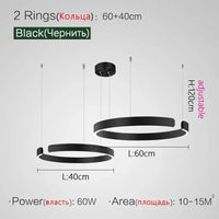 Suspension Cuisine LED Anneaux Ouverts, Ø 40 à 80 cm