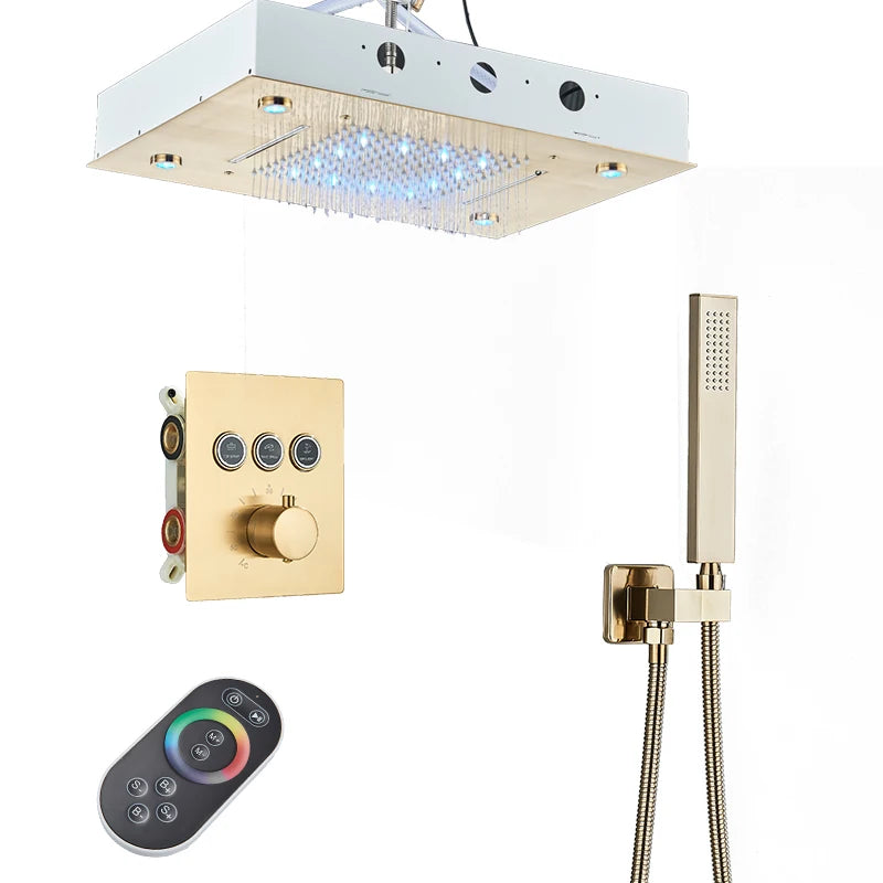 Douche Encastrable LED Plafond Cascade Noir Mat
