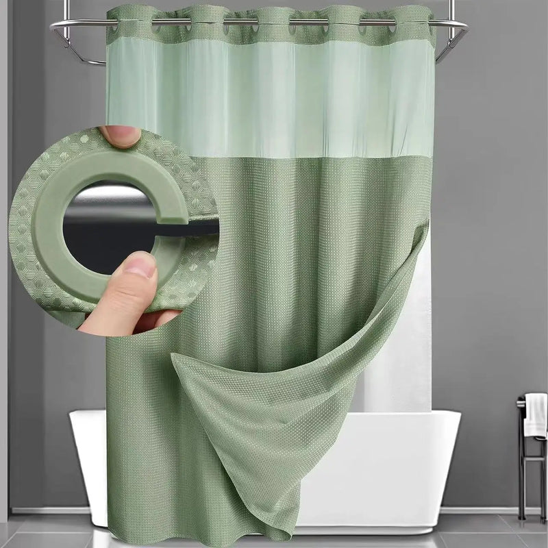 Rideau de Douche Sans Crochets avec Doublure Clipsable, 8 Coloris