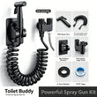 Douchette WC Inox Kit avec Flexible Spiralé 3 m, Noir ou Argent