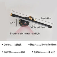 Applique Miroir Salle de Bain LED à Bras Réglable, 43 à 73 cm