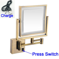 Miroir Grossissant LED Mural Bras Extensible Carré 3X
