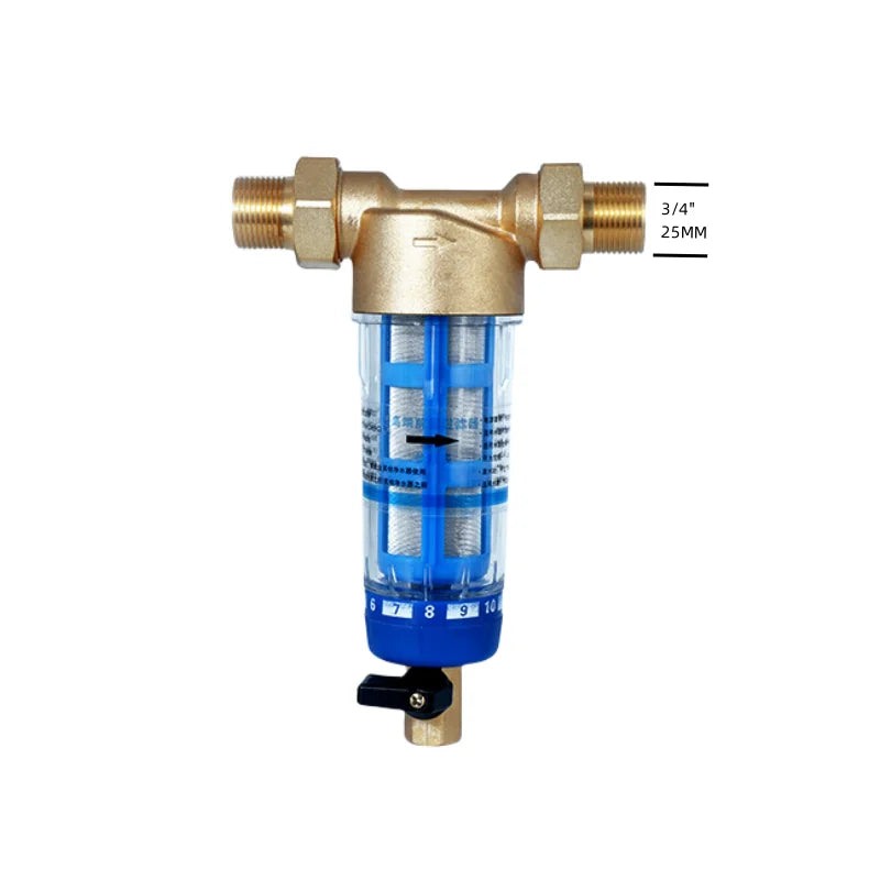 Préfiltre d'Eau Maison à Rétrolavage, avec ou sans Manomètre, DN15 ou DN20