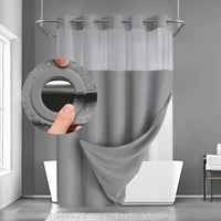 Rideau de Douche Sans Crochets avec Doublure Clipsable, 8 Coloris