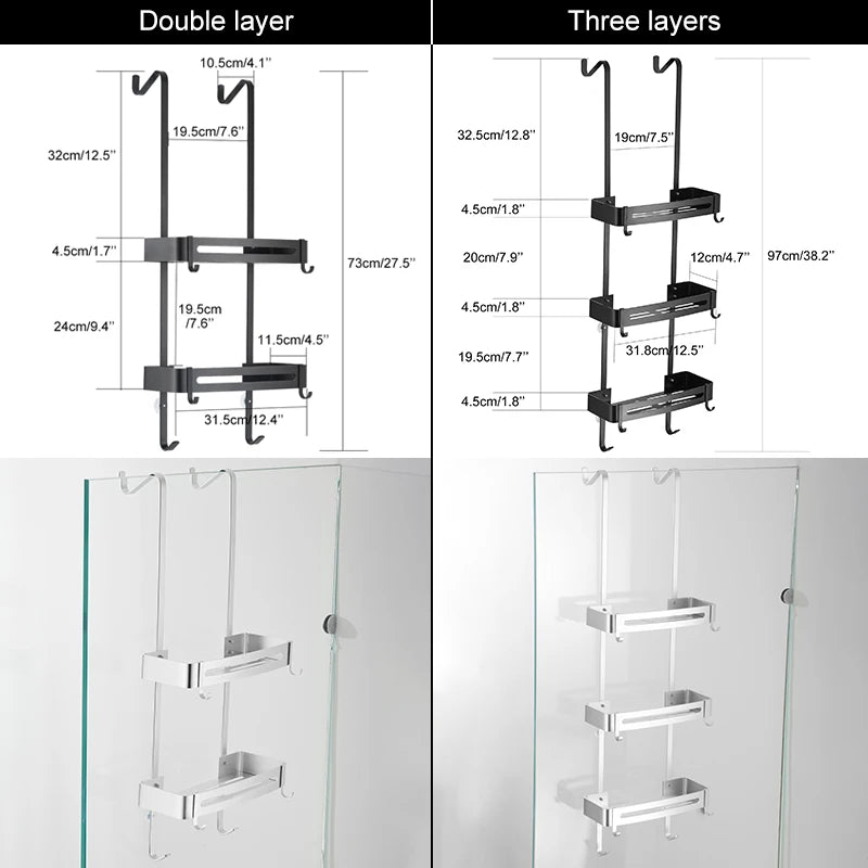Étagère de Douche d'Angle Suspendue 2 ou 3 Niveaux