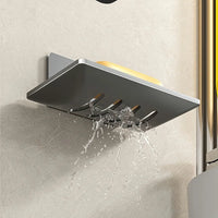 Lot de 2 Porte-Savons Muraux Sans Perçage en Acier Gris, Autodrainants