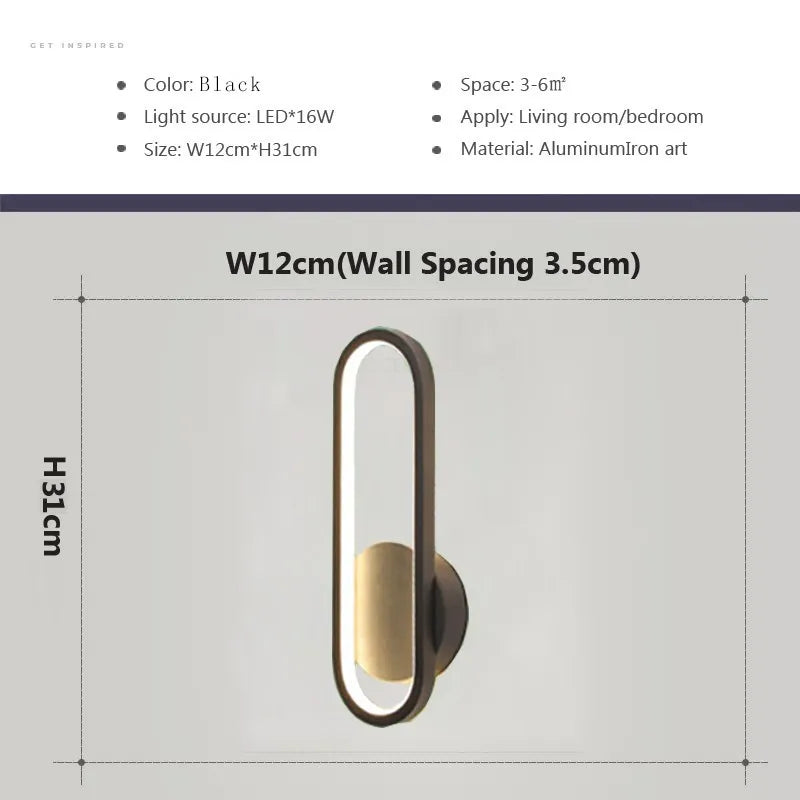 Applique Murale LED Ovale ou Rectangulaire, 4 Finitions, 16 ou 28 W