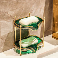 Porte-Savon Drainant Liseré Doré, Vert ou Transparent, 1 ou 2 Niveaux