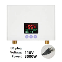 Chauffe-Eau Instantané Électrique Mural avec Télécommande, 3 000 ou 5 500 W