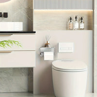 Porte-Papier Toilette Mural Inox Brossé avec Tablette, Collage ou Vissage