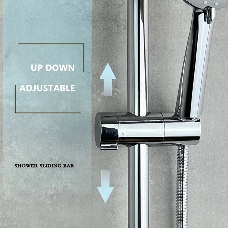 Barre de Douche Réglable Inox 64 cm, Ronde ou Carrée, 6 Finitions