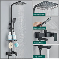 Colonne de Douche avec Étagère, Bec Baignoire et Pommeau Pluie