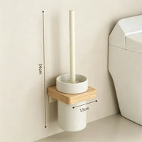 Set Accessoires Salle de Bain Bois et Blanc 7 Pièces