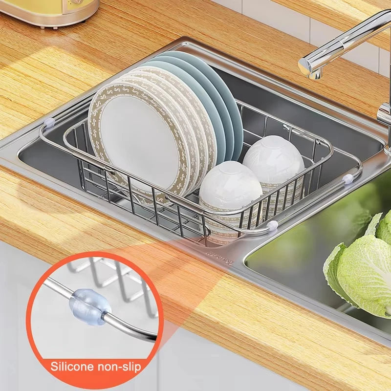 Égouttoir à Vaisselle Réglable Inox Grand Format