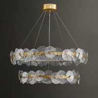 Lustre Suspension Cuisine Anneau LED Disques de Verre Doré, Ø 40 à 80 cm