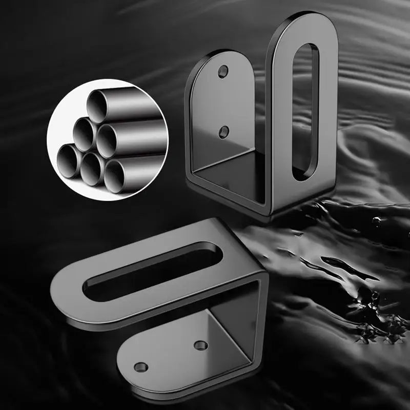 Range-Couvercle Mural Adhésif Noir en Acier au Carbone, Lot de 2 Supports