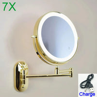 Miroir Grossissant LED Tactile Pliant Mural Rechargeable 3X 5X 7X 10X