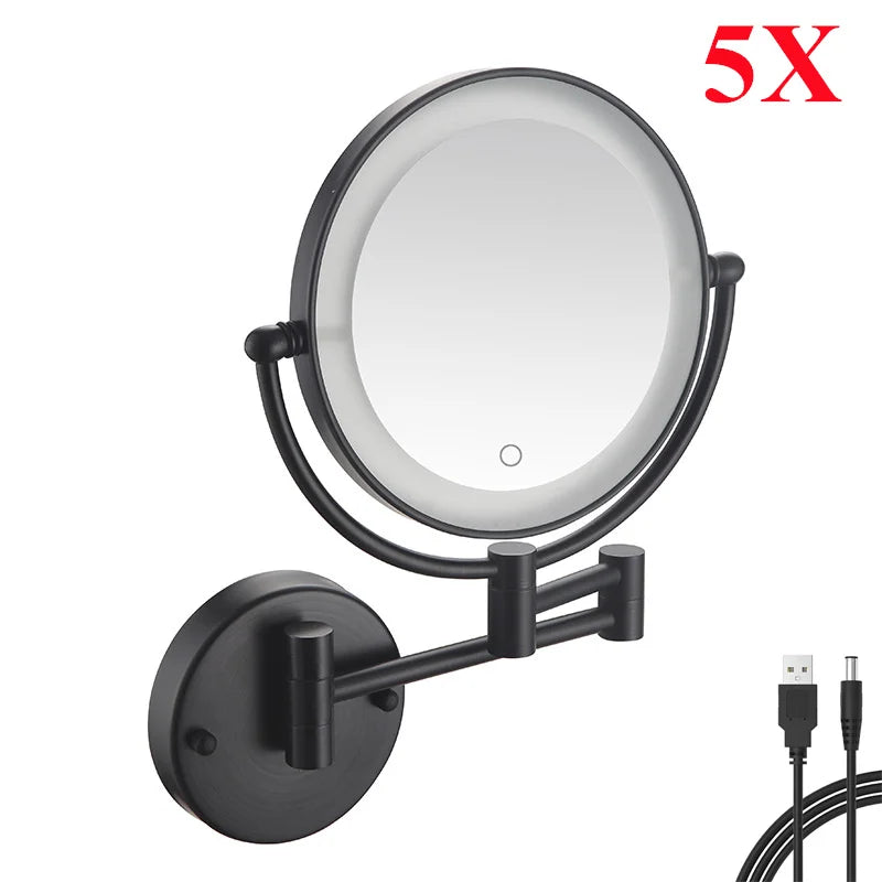 Miroir Grossissant LED Mural Bras Extensible Carré 3X