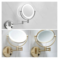 Miroir Grossissant Mural LED Double Face en Laiton 3x ou 5x