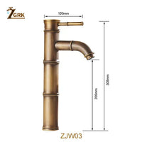 Mitigeur Lavabo Laiton Décor Bambou, 3 Becs, Bas ou Haut