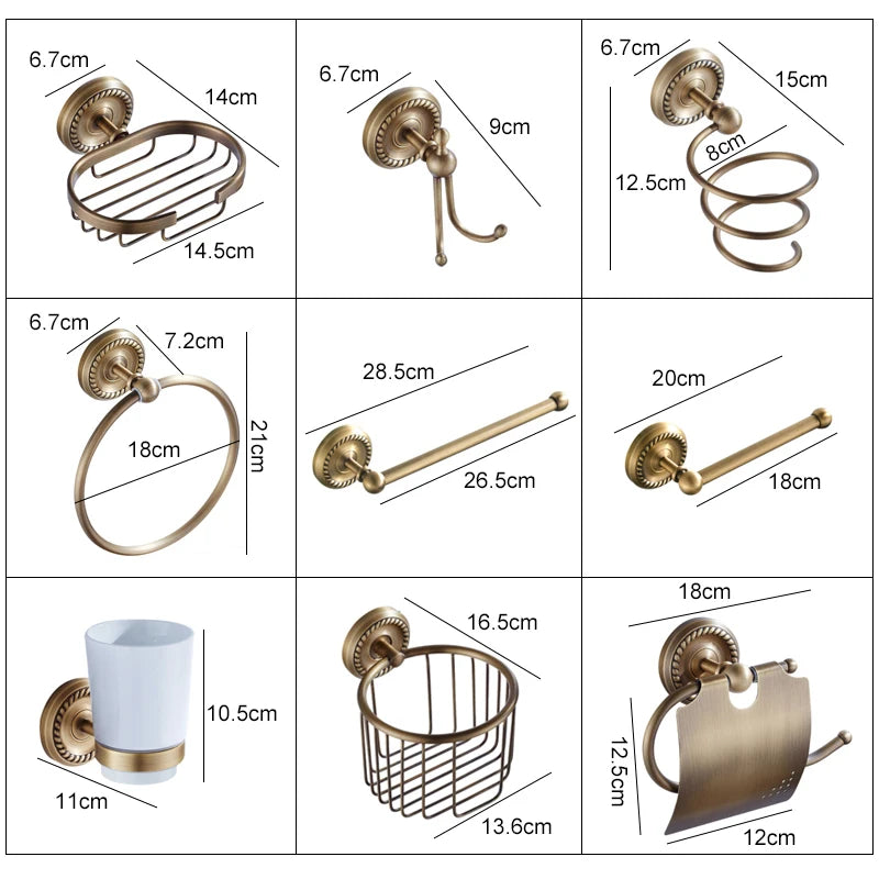 Ensemble d'Accessoires de Salle de Bain Bronze Antique