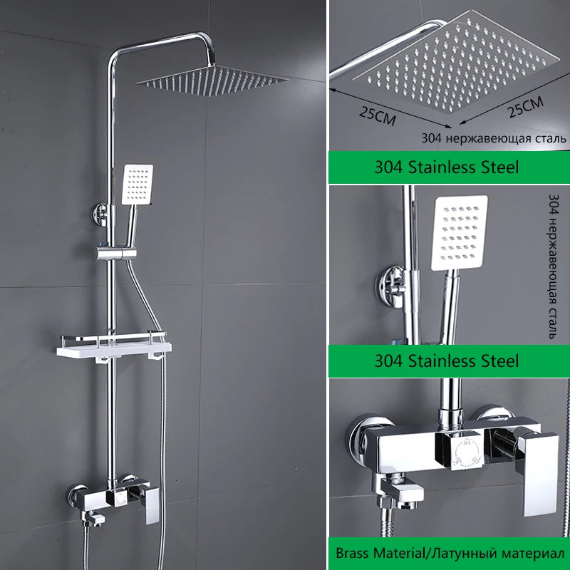 Douche Encastrable 3-4 Voies Noire ou Chromée
