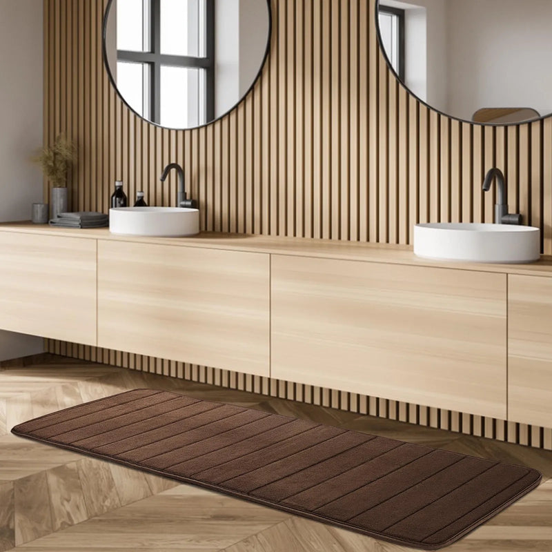Tapis de Bain Mémoire de Forme Marron Extra-Long