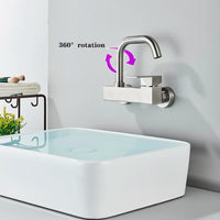 Robinet Mural Lavabo Nickel Brossé, Mitigeur Eau Chaude et Froide Bec Pivotant