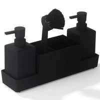 Distributeur de Savon Cuisine Double avec Plateau, Porte-Éponge et Brosse