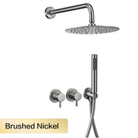 Douche Encastrable Laiton avec Pommeau Rond 25 cm et Douchette, 5 Finitions