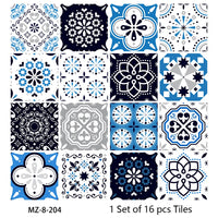 Lot de 16 Stickers Carrelage Adhésifs Motif Aquarelle