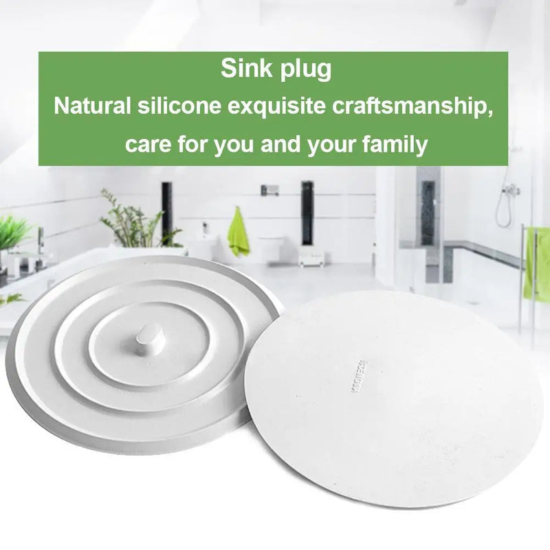 Bouchon de Baignoire Silicone Plat 11 cm Blanc pour Évier et Lavabo