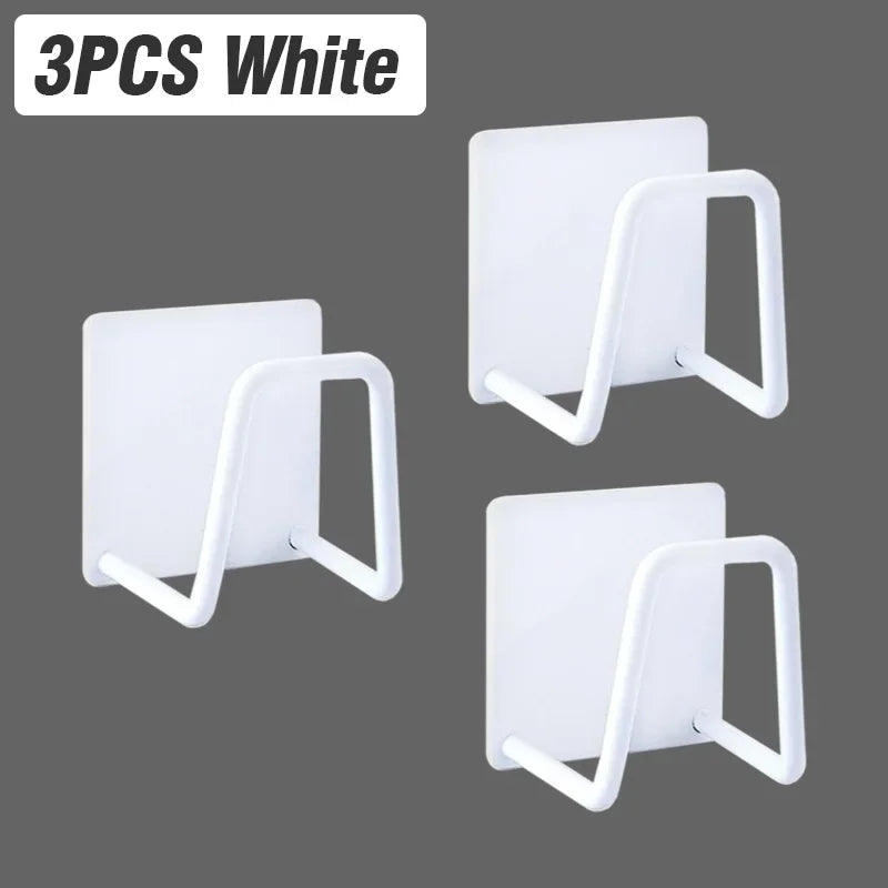 Porte-Éponge Adhésif Inox Noir, Blanc ou Argent, 1 à 5 Pièces, 5 x 5 cm