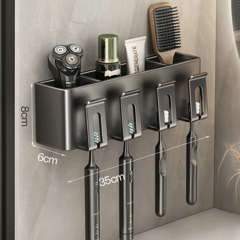 Porte-Brosse à Dents Mural Sans Perçage avec Gobelets, 2 à 4 Places