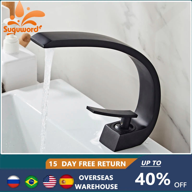 Mitigeur de Lavabo Cascade Monobloc sur Comptoir