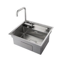 Mini Évier de Cuisine 50 x 45 cm avec Couvercles, Inox ou Noir