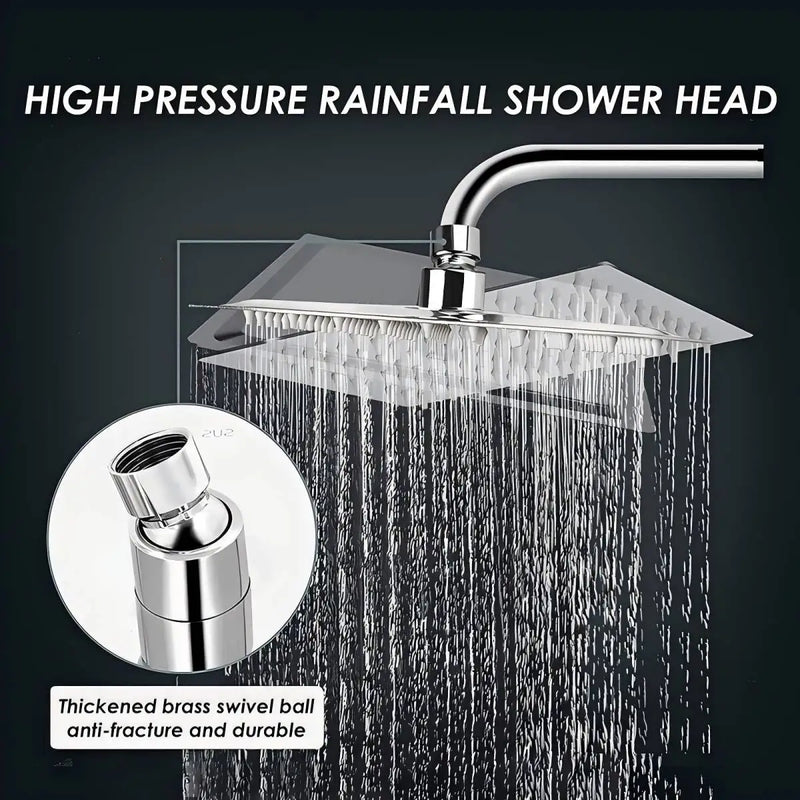 Pommeau de Douche Pluie Carré Inox 20 x 20 cm Ultra-Mince