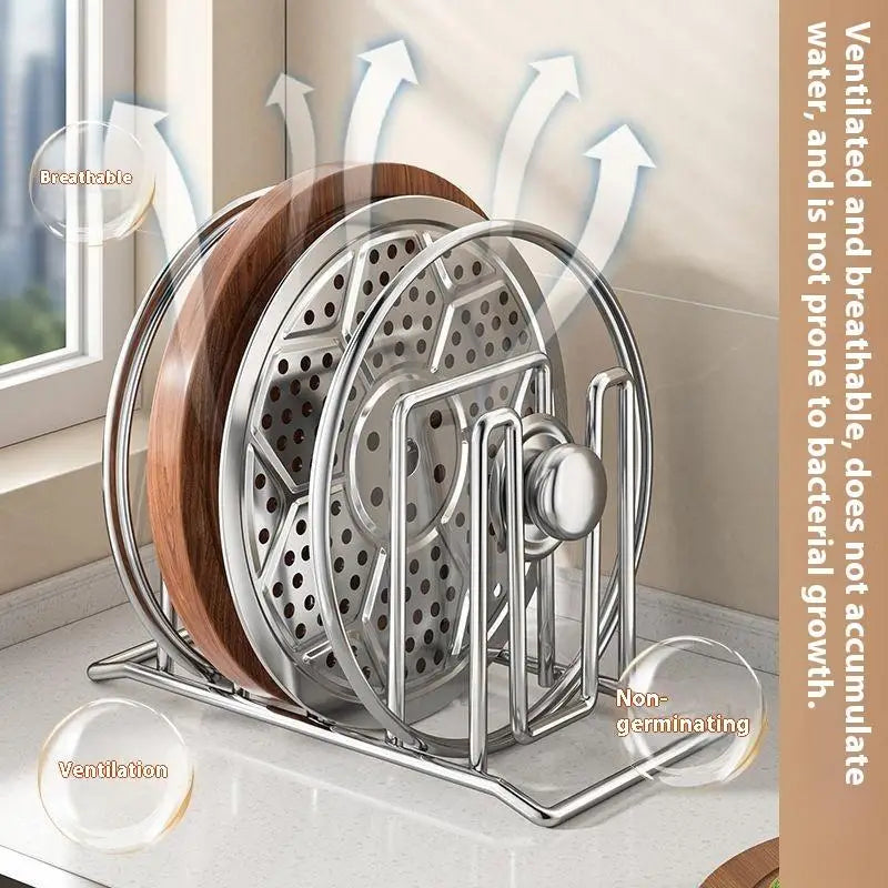 Range-Couvercle Inox à Compartiments pour Couvercles et Assiettes, 2 Tailles