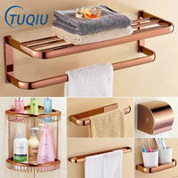 Accessoires Salle de Bain Or Rose Laiton à la Pièce, 13 Articles