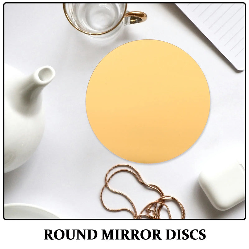 Plateau Miroir Rond Doré en Acrylique 10 cm, Lot de 12